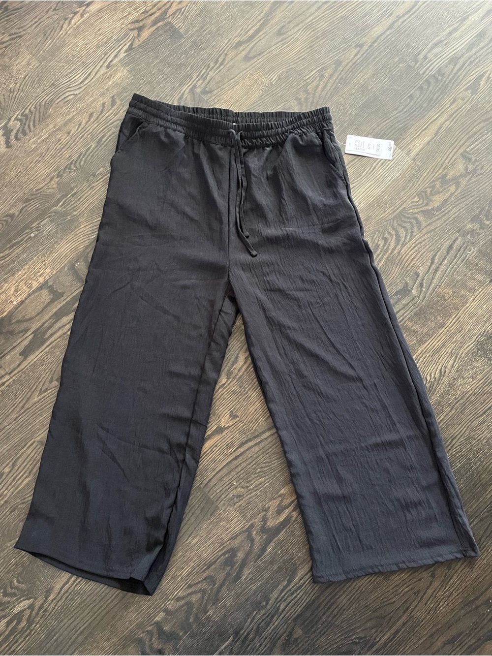 NWT Canada Weather Gear Black Wide-Leg Cropped Relaxed Fit Drawstring Pants XL